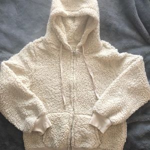 Fluffy cozy hooded zip up!